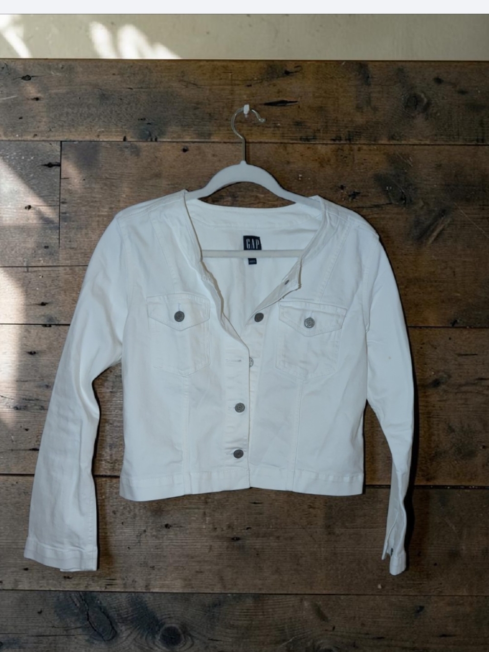 GAP White Cropped Denim Jacket